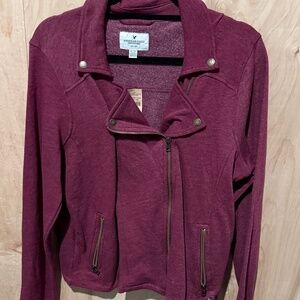 Women's American Eagle XL Maroon Asymmetric Moto Jacket
